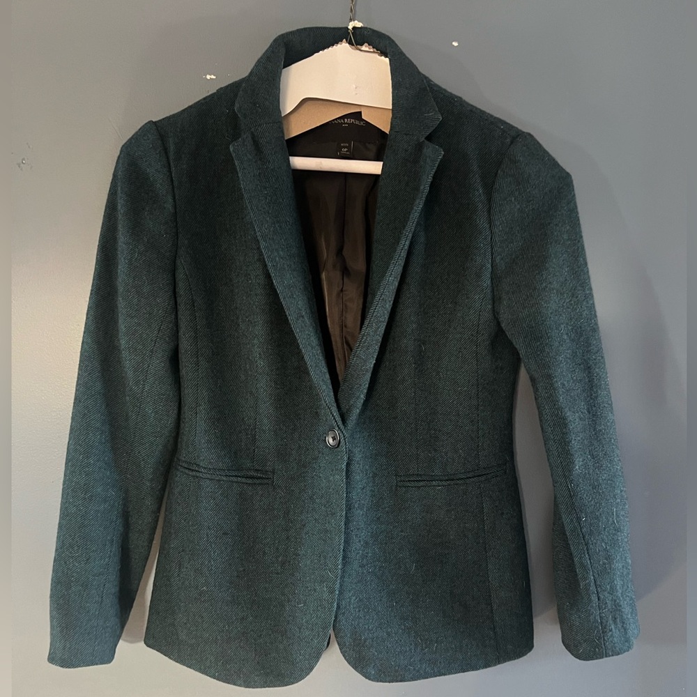 Green Wool Blend Blazer